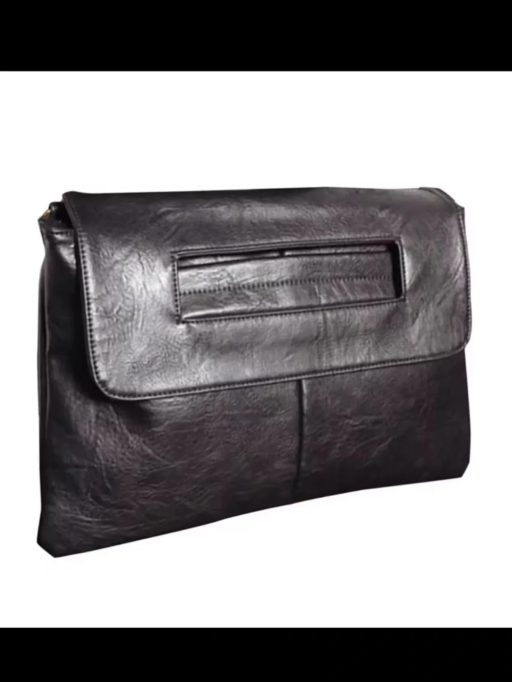 Classic Black Leatherette Envelope Clutch